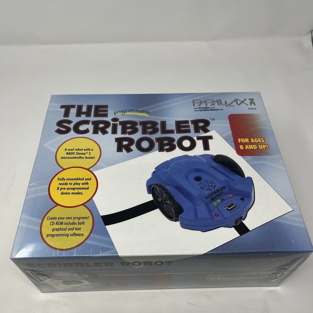 Parallax Programmable Scribbler Robot Blue 28136 New Sealed 2005 Vintage